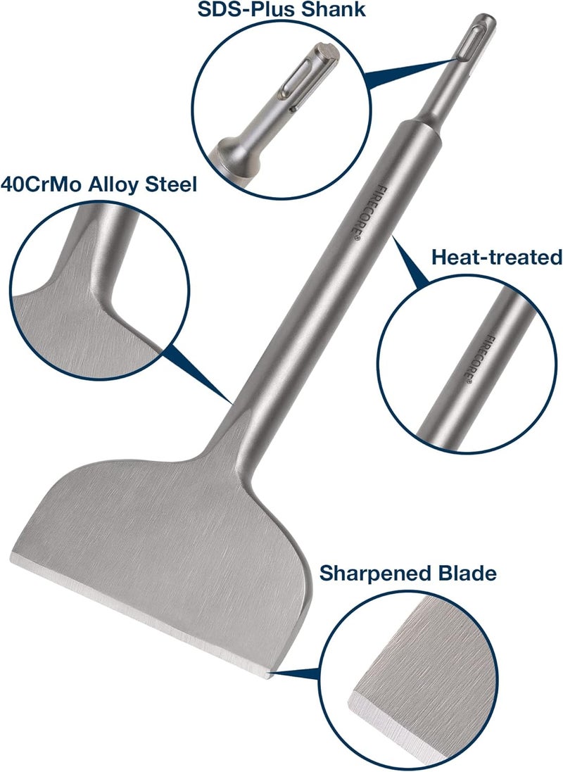 Firecore SDS Plus Chisel, 4 Inch by 11 Inch Tile Removal Bits for SDS Plus Rotary Hammer Drill, Steel Shovel Scaling Flat Chisel Tool for Thinset Vinyl Concrete Mortar Flooring Adhesives Glue - Image 2